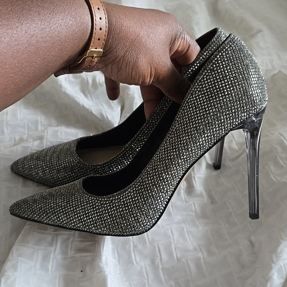 Mix No6 Danyah Elegant Glitter Silver Women's Heels Pumps Stiletto Heels Formal